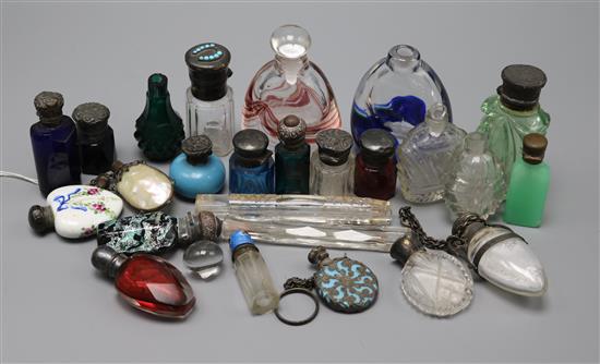 A collection of assorted Victorian glass scent bottles, boxed